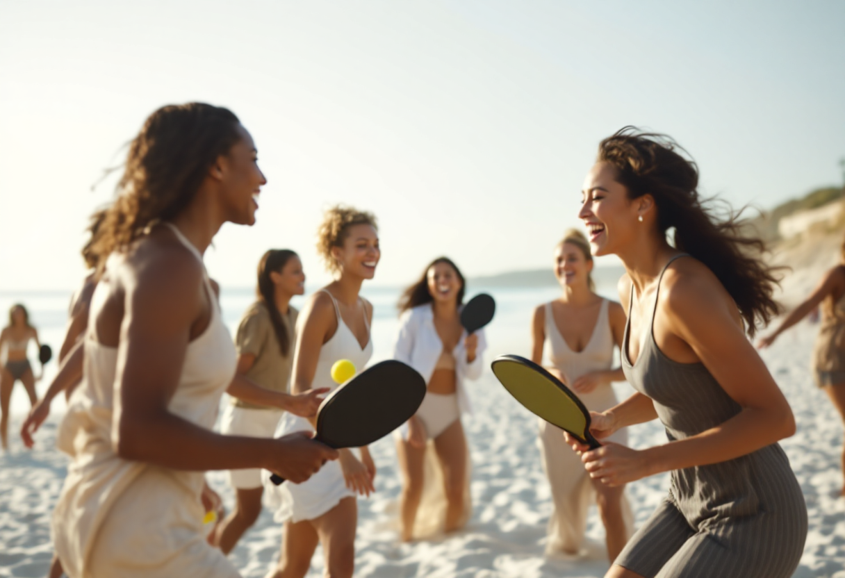 Pessoas jogando Beach Pickleball